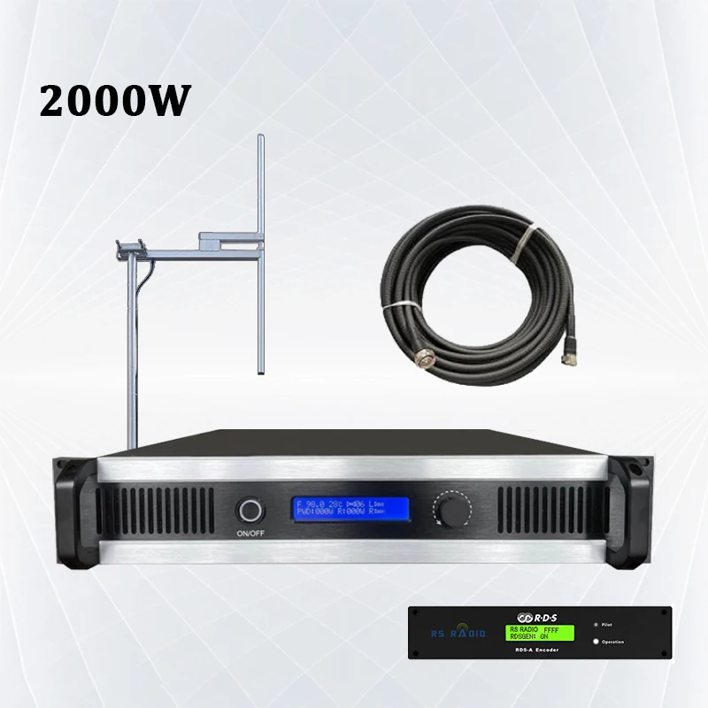 2KW 2000W FM Broadcast Transmitter KIT + RDS Encoder with TA MPX