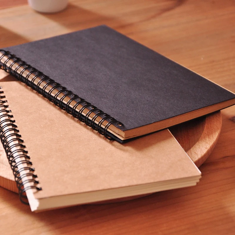 cheap bulk custom spiral notebook a5 kraft paper hardcover sketchbook journal factock note book for students