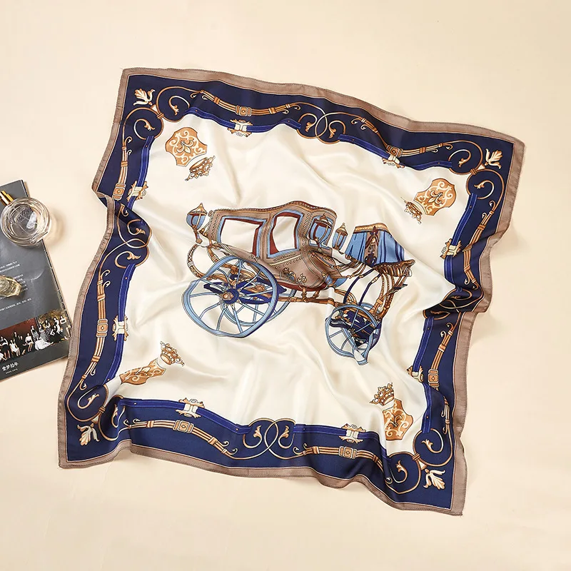 100% Silk Scarves Printing Service Designer foulard en soie Women Square Custom Silk Scarf with Logo