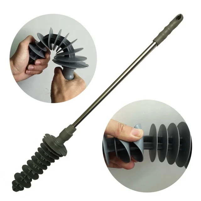 
2020 NEW Piston Type Toilet Dredge Clog Remover Head Bathroom Plunger Toilet Dredge Tool 