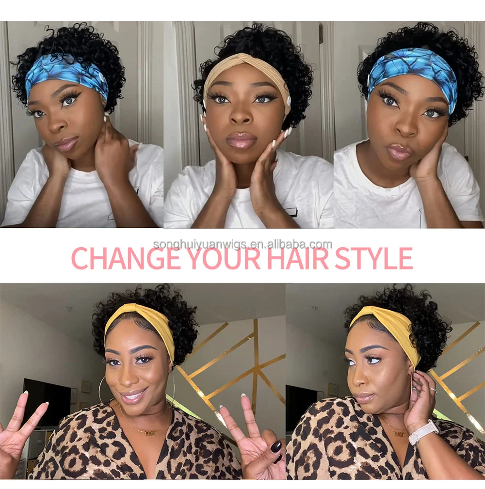 nature color curly human hair wig short virgin hair machine hair different textures for black women