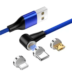 Wholesale IPSKY Mobile Phone Magnet Charge World first popular round L shape 3 in 1 magnetic 3A fast charging data line