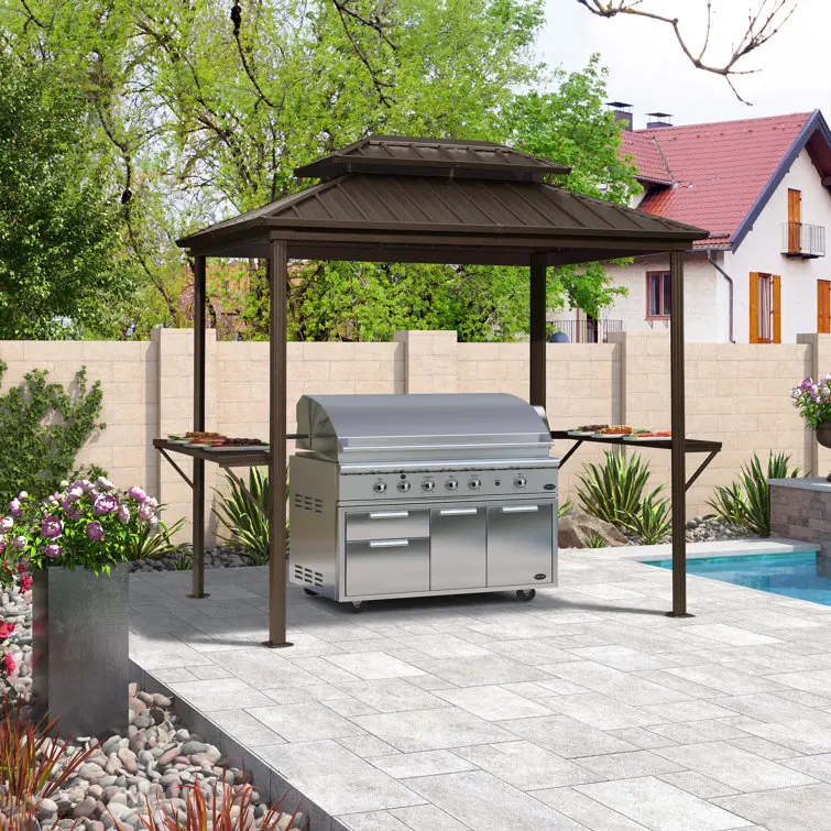 Cheap Hardtop Steel Grill BBQ Gazebos Outdoor Garden Shelving Backyard Sun Shelter Hardtop Steel Grill BBQ Gazebos