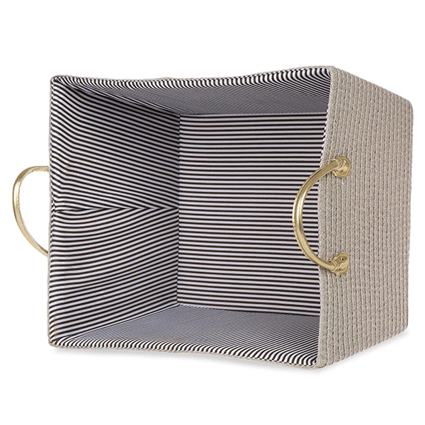 PP Craft rectangle Weave Fabric Basket with Ear Handles Eco-friendly Collapsible Document Vegetable Fruit Storage basket