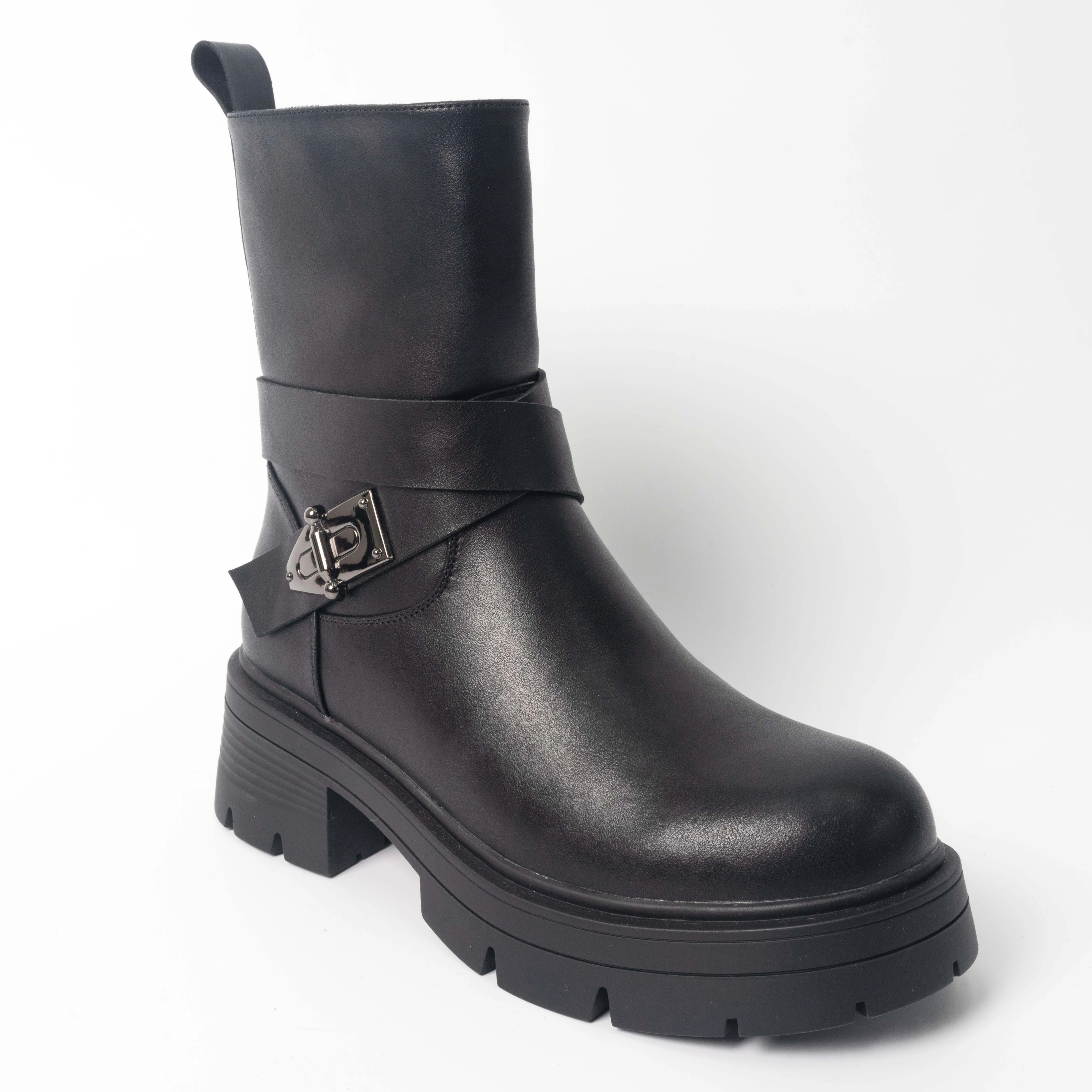 YZY wholesale OEM women black microfiber leather tactical ankle platform martin boots