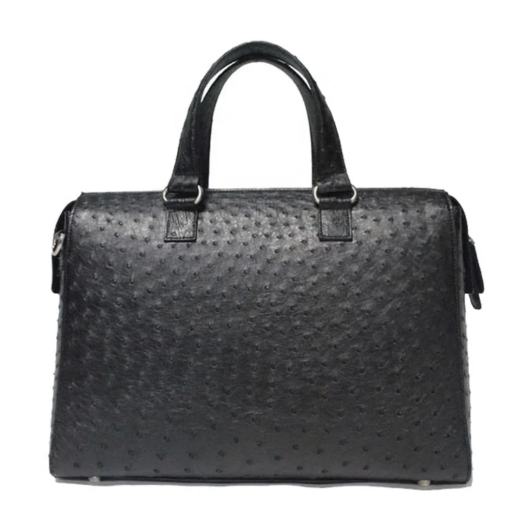 Exotic real ostrich leather briefcase for men