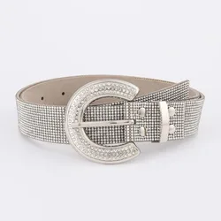 2023 Оптовая Продажа Модный Повседневный Белый Шипованный ремень со стразами Блестящий Пользовательский логотип ремень со стразами