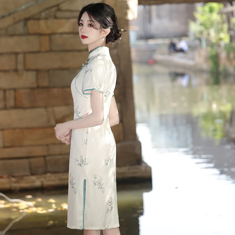 Chinese style elegant cheongsam summer daily gentle Hanfu Chinese Traditional Clothing Dress