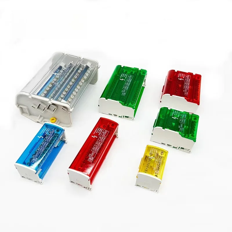 XP013-4X11 Power Distribution Junction Box Red 500V 125A Terminal Block Made Ceramic Brass Metal PC Material Screw Spring Type