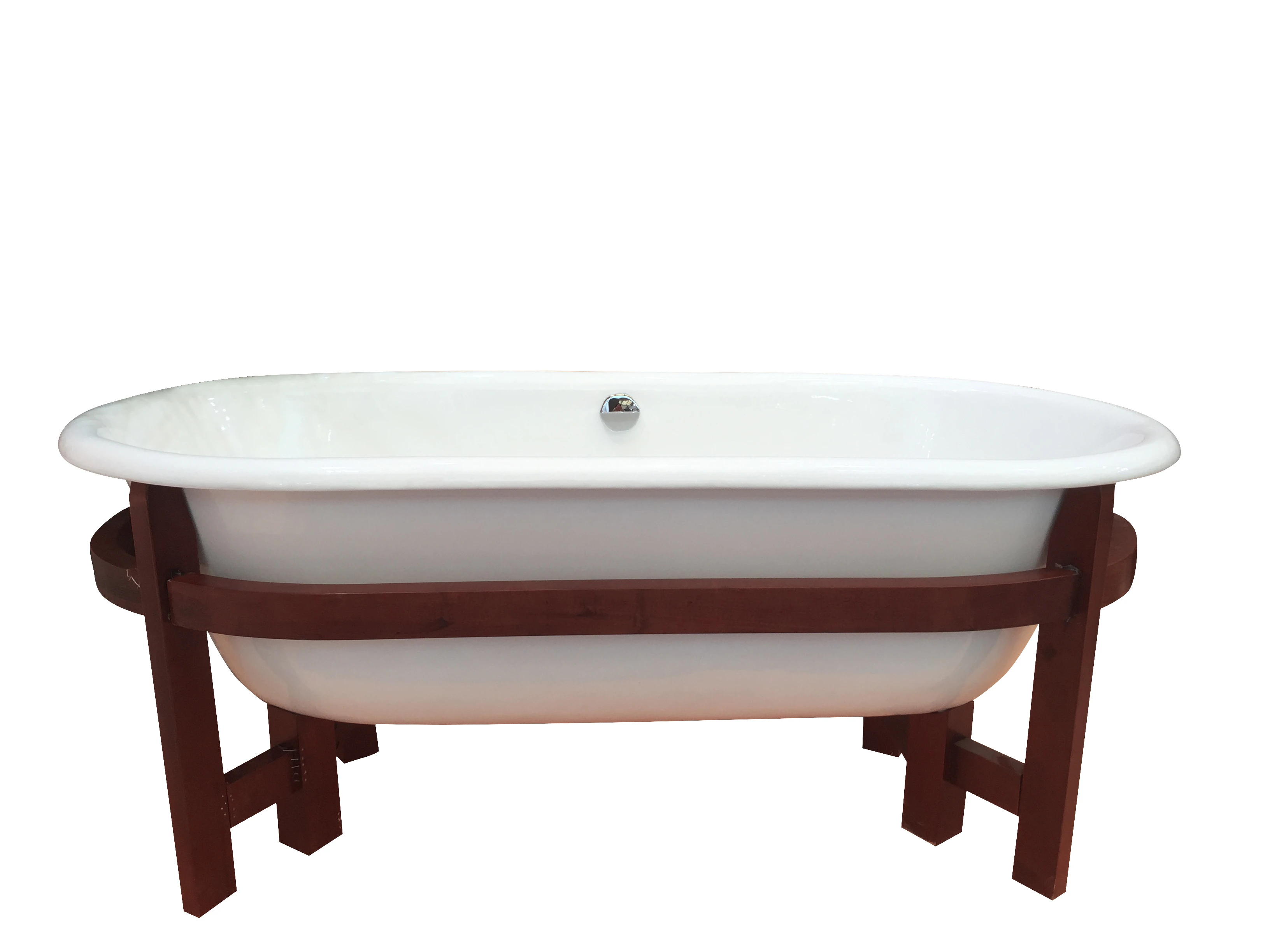 Wooden Pedestal Cast Iron Enameled Bath Tubs