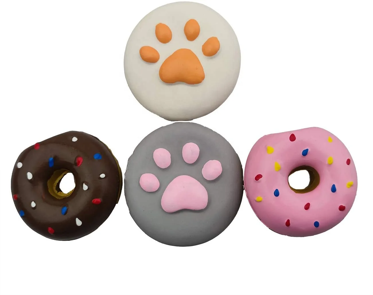 wholesale free sample customized design rubber latex squeaky donut shape dog chew toys pet toys