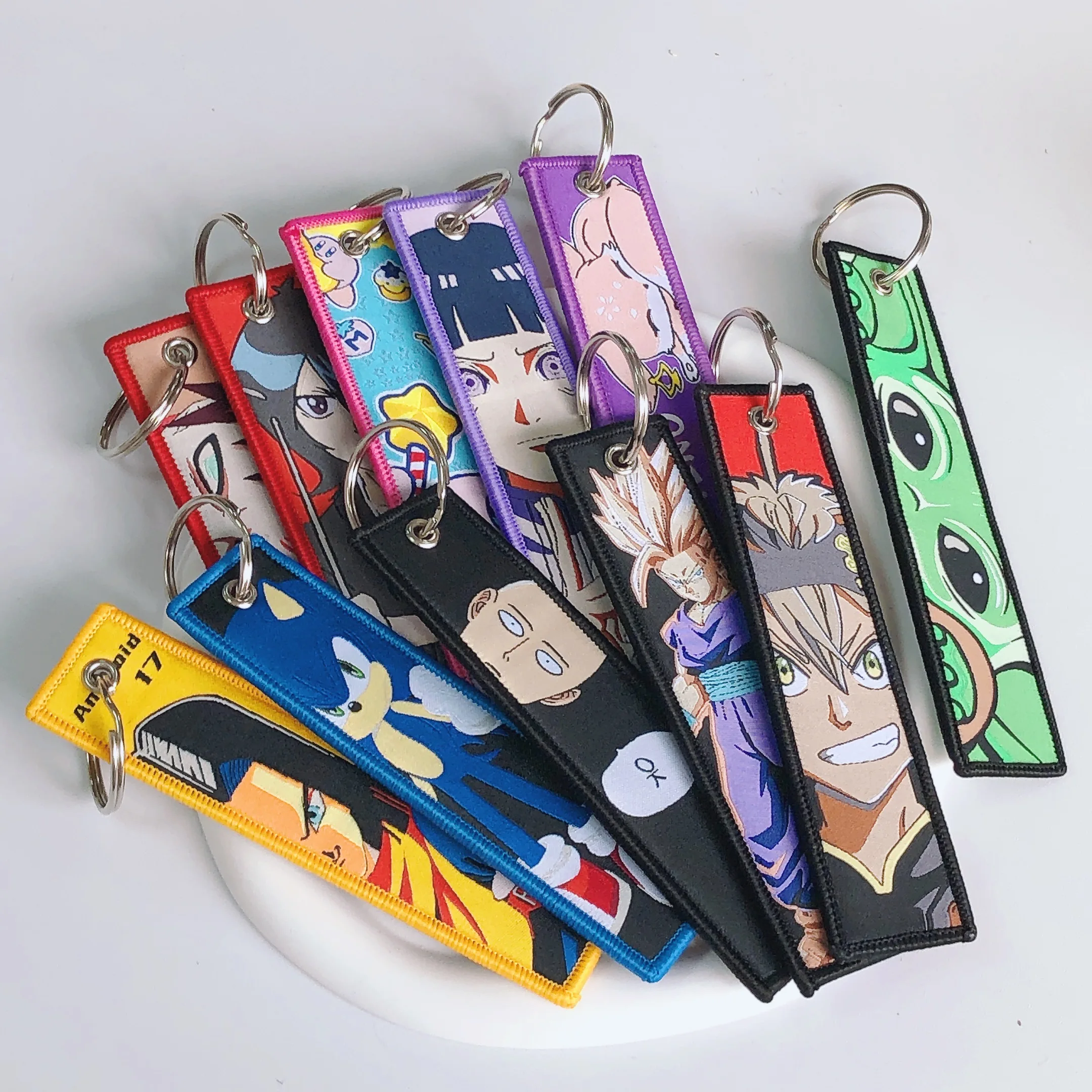 Custom Jet tag  Keychain Embroidery Cute Anime Double-sided Keychain Motorcycle Car Anime Embroidery Keych