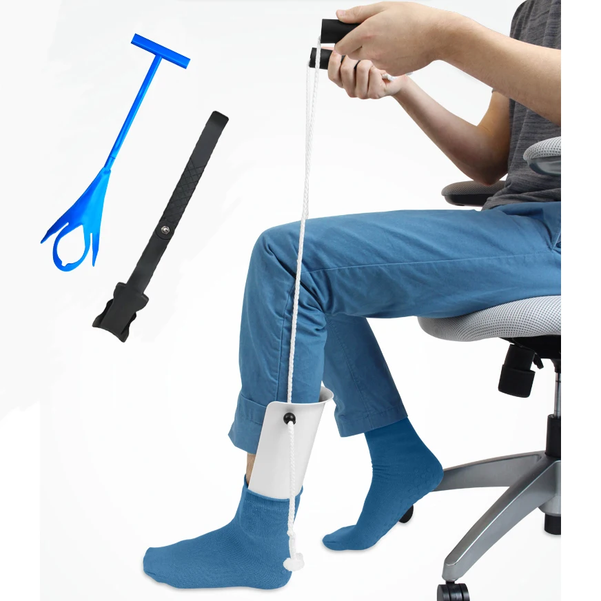 3 in 1 sock aid shoehorn Easy On and Off Stocking Slider Assist Device Socks  slider aid  remover for  elderly pregnant Patients