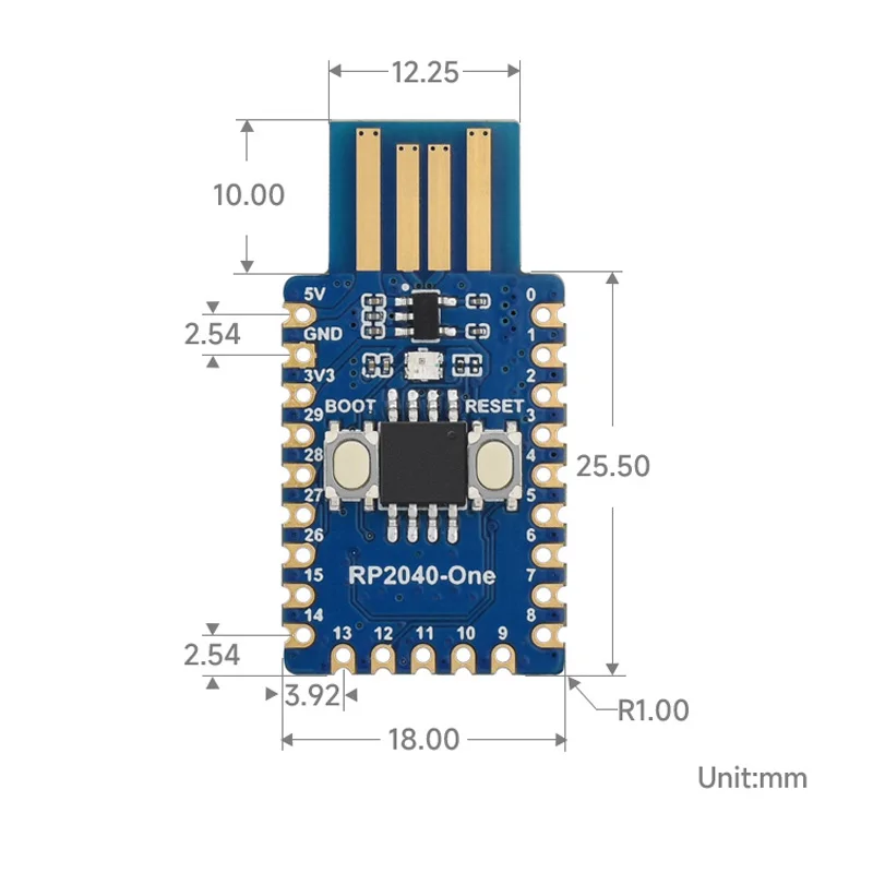 RP2040-One Raspberry Pi Microcontroller Board Python 4MP Flash Type-A Processor for Raspberry Pi SMD Applications