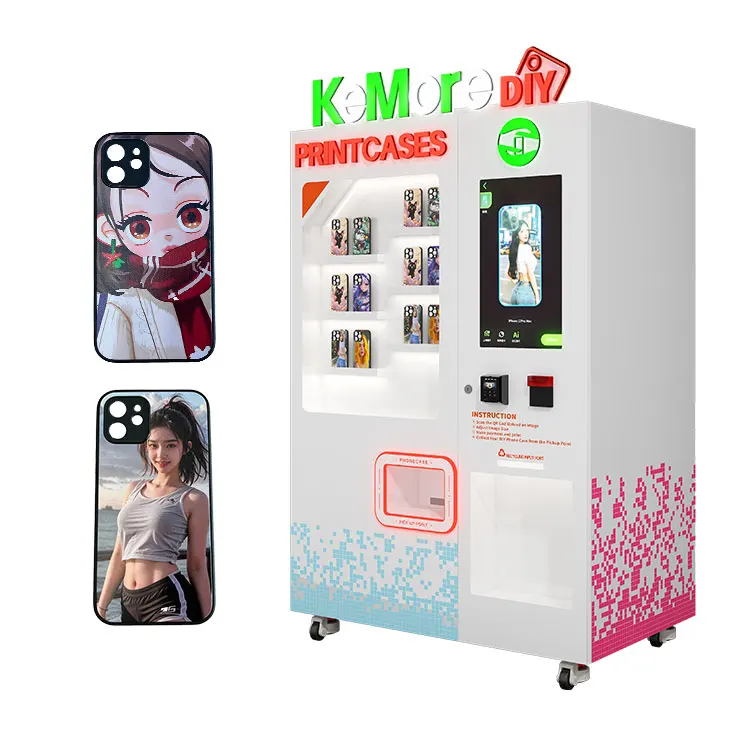 Mobile phone cover self-service vending machine makes it easy and quick to get a DIY style phone case