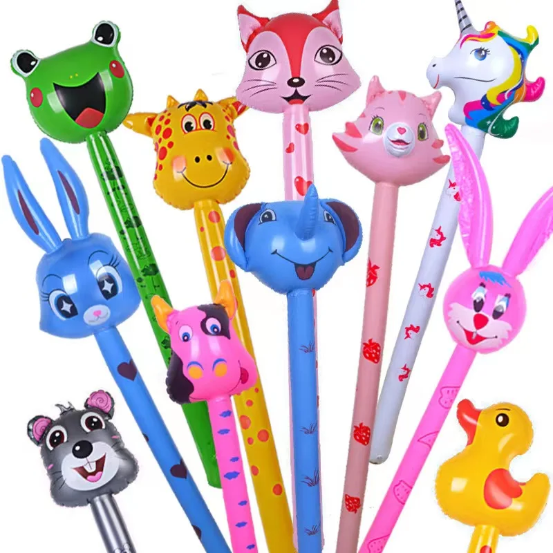 Hot Sale Children Outdoor PVC Inflatable Long Stick Cartoon Animal Cheer Stick