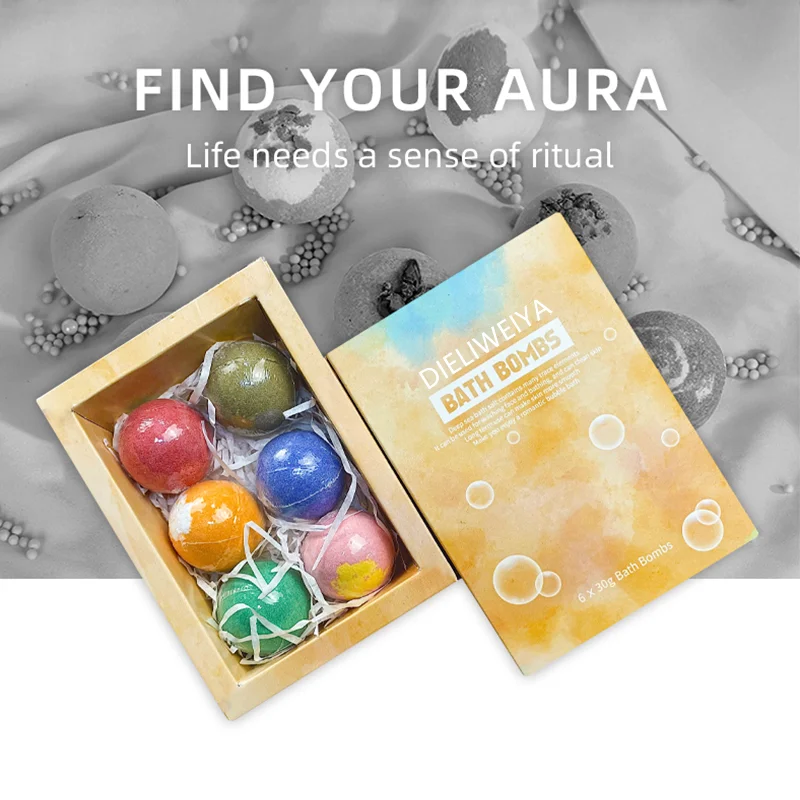 
Handmade Organic Shea Butter Vegan Box Mold Bath Melts Natural Fizzy Bubble Bath bombs For Spa Gift Set 