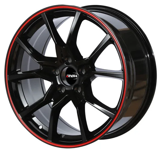 033 18 Inch New Designs Casting Car Wheel Rines 5x114.3 Black Machine Face Red Line Aluminum Alloy Wheels For Japanese Car Rims
