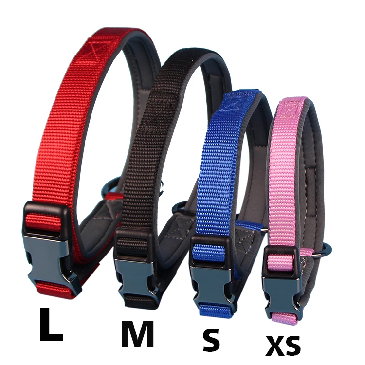 High Quality Adjustable Blank Imitation Nylon Pet Collar Neoprene Padded Dog Collar With Light Weight