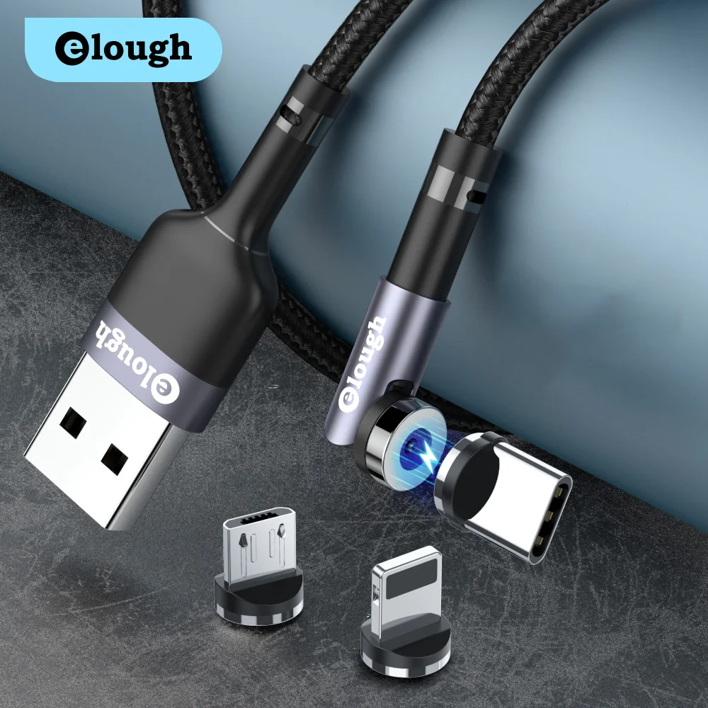Elough Top sell 540 degree magnetic fast charging cable 3 in 1 usb 2.4A usb cable for micro phone