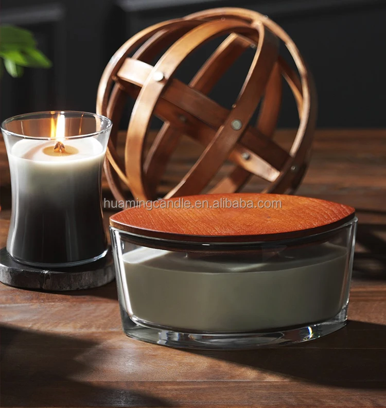 10Oz 22Oz Wholesale Customized Large Private Label Boat Shape Wood Wick Aromatherapy Colored Soy Wax Glass Jar Candles