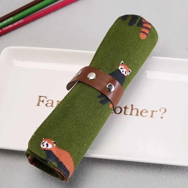 Fashion shutter pencil case canvas student pencil stationery box