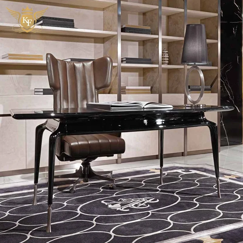 KF Casa wholesale home office luxury Italian design study room executive office desk marble office table with leather chair