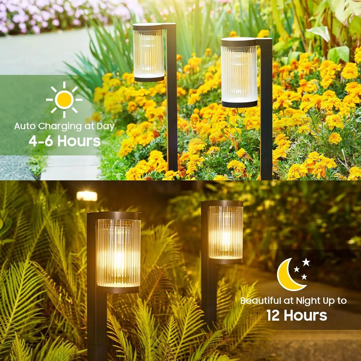 Solar Garden Lights Outdoor Decorative Waterproof Solar Pathway Lights Outdoor for Yard Landscape Path Walkway Decoration