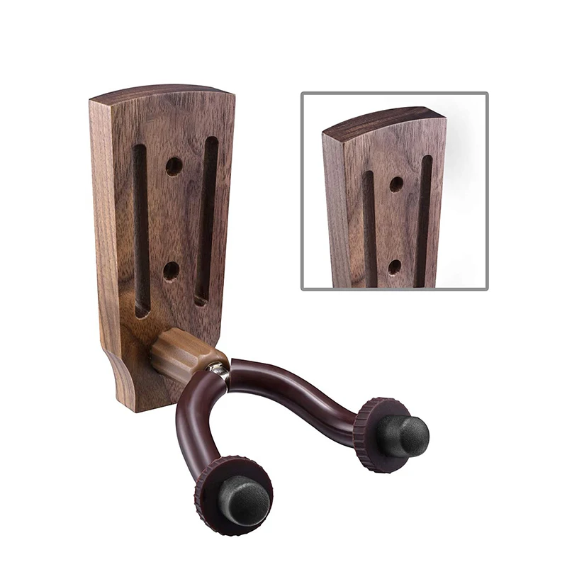 Reusable 2 pack wooden wall mount guitar hanger for home studio wall