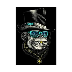 Black Hat And Golden Necklace Funny Smoking Monkey Poster And Print Canvas Painting On Wall Art Animal Picture Modern Home Decor