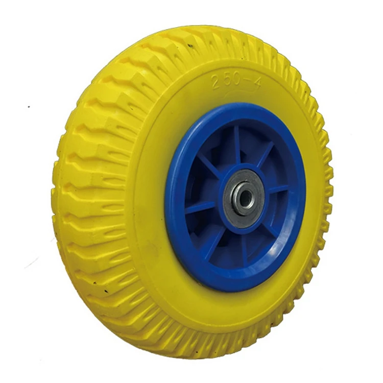 8 Inch 2.50-4 PU Polyurethane Foam Puncture Proof Flat Free Tire Wheel For Steel Garden Utility Wagon Trailer Trolley Cart