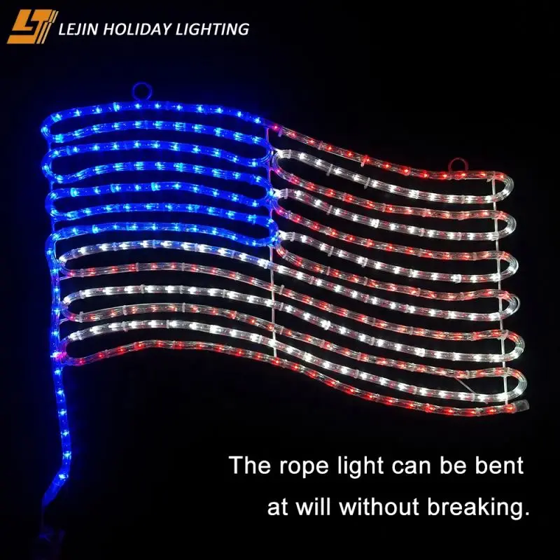 National Day decoration IP65 waterproof led rope light 110V flag 2d hanging led motif light for Festival