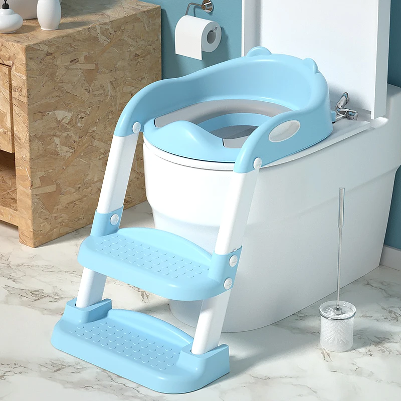 new design folding plastic children travel potty training seat pu pvc cushion height adjustable toilet seats ladders for kids
