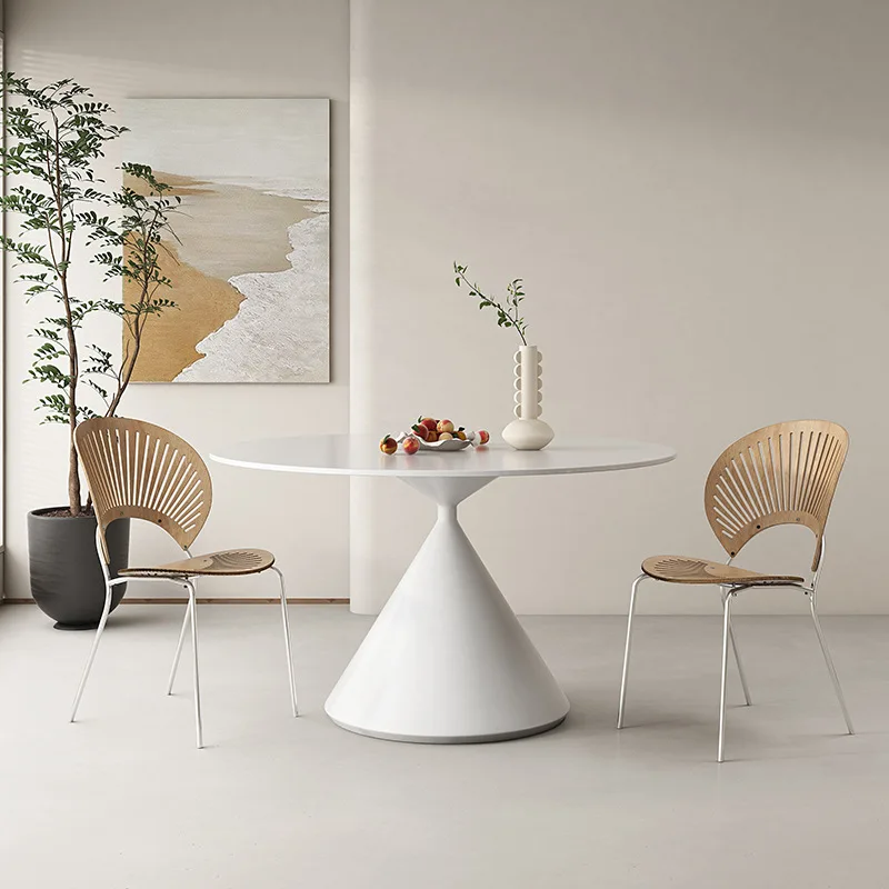 Modern Minimalist INS Nordic light luxury high-end white slate table fashionable home beetle round dining table