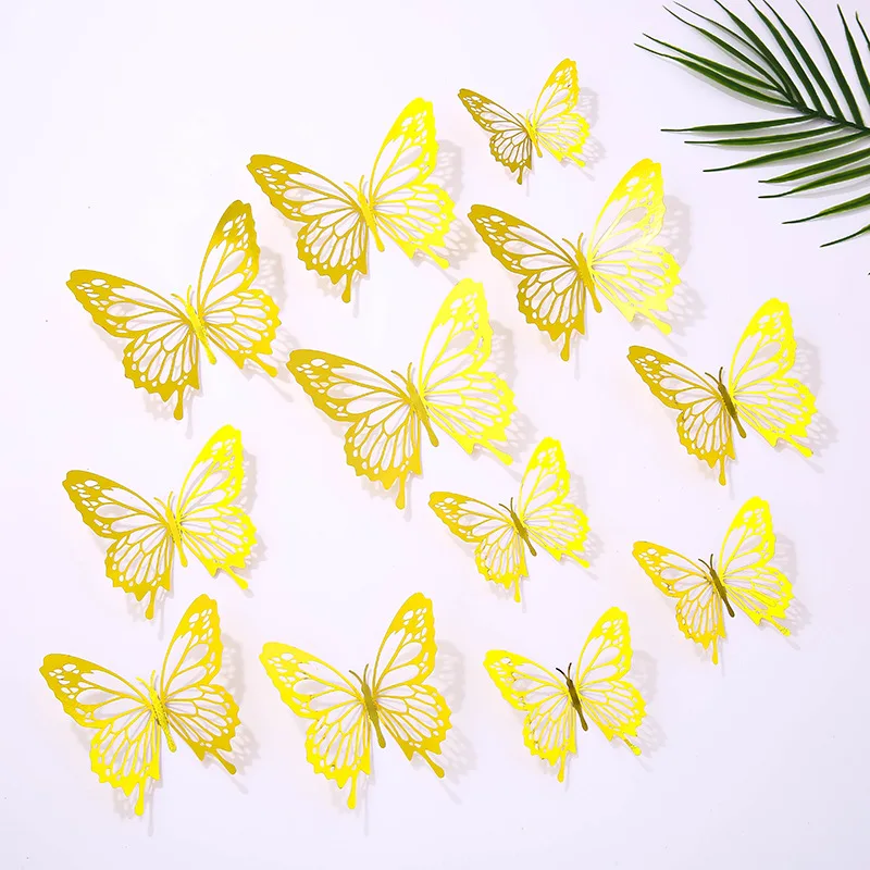 Hollow butterfly 3D hollow metal butterfly wall decoration home living room three-dimensional butterfly decoration