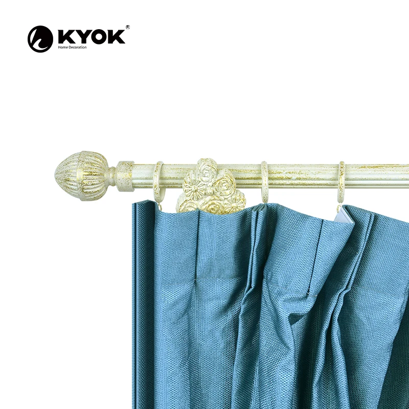 New Glass Ball Pipe Flower Shaped Football Finial Curtain Rod stainless Nickle Pipe Bracket For Living Room