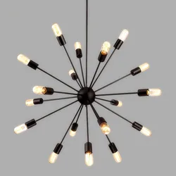 China factory 8 led industrial modern loft fixtures metal iron retro lamp Starburst large black Sputnik chandelier pendant light