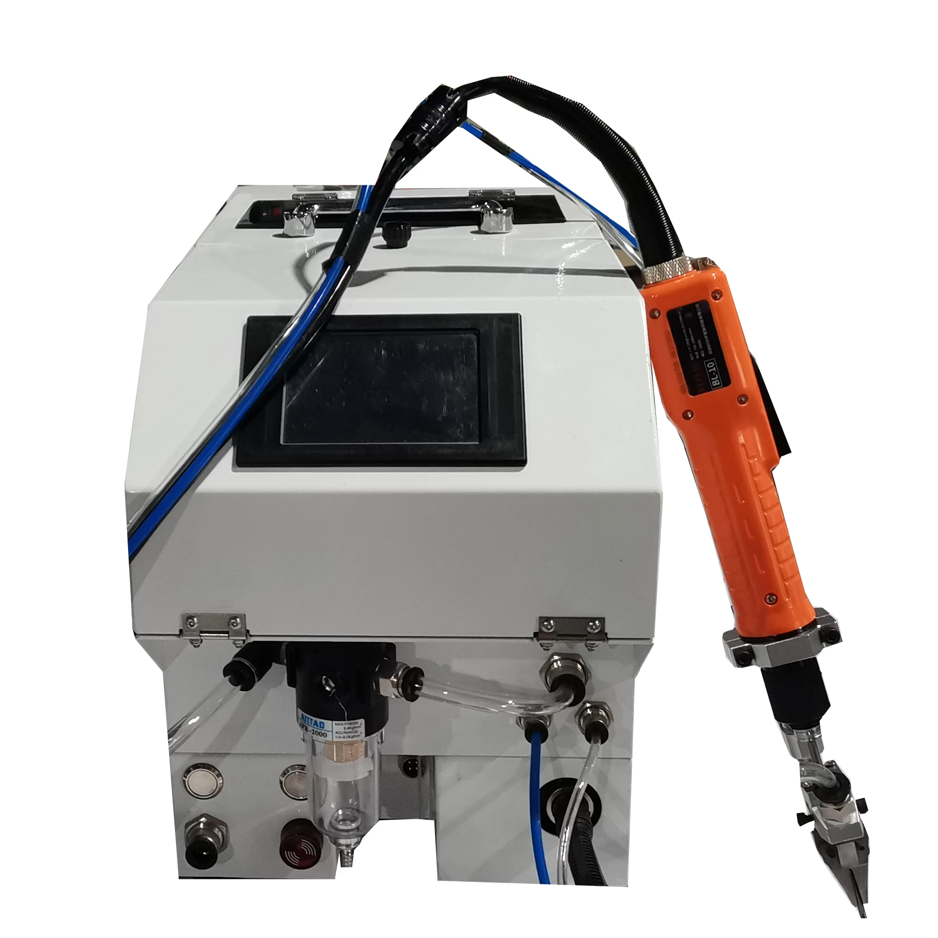 Handheld screwdriver to tighten glasses with automatic screw feeding system