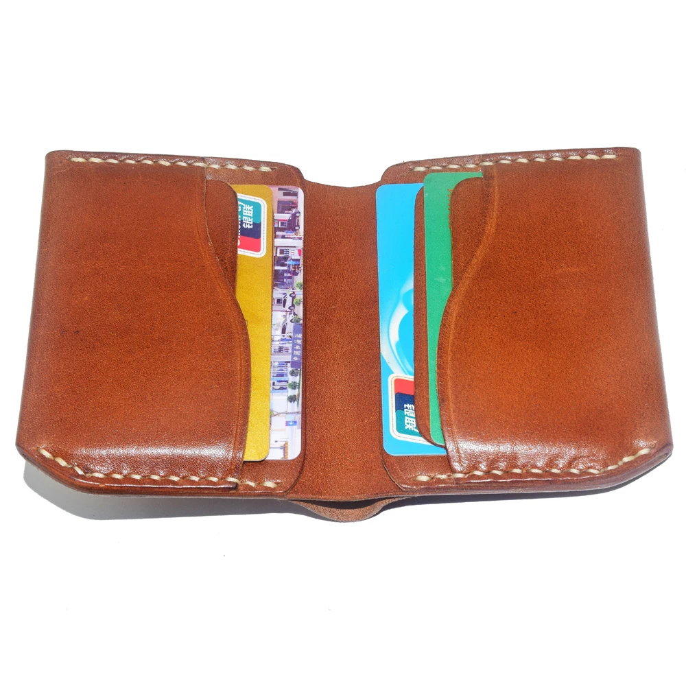 High Quality Short Wallet with Card Slots Natural Tanned Leather Brown Men Wallets Wholesale