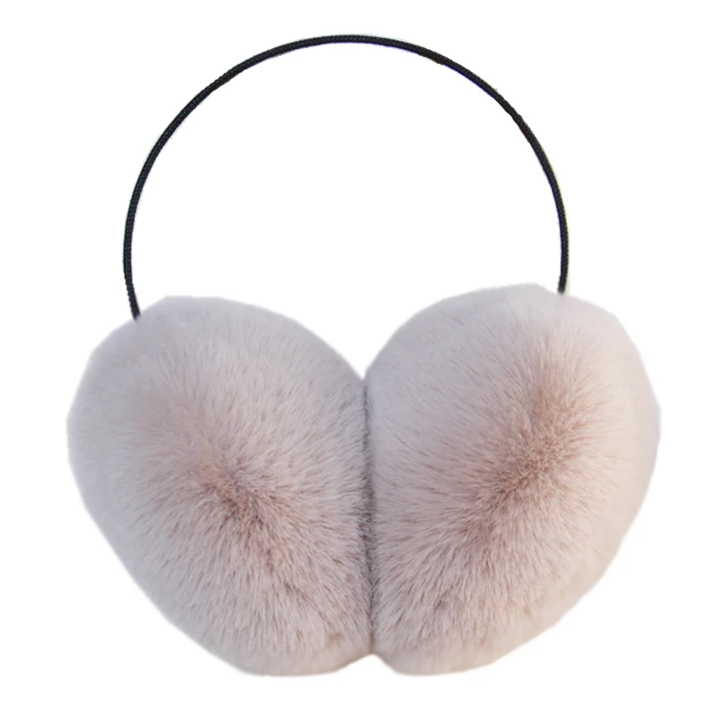 Custom winter warm ear muffs female fashion plush ear bags rabbit hair earmuffs for girls