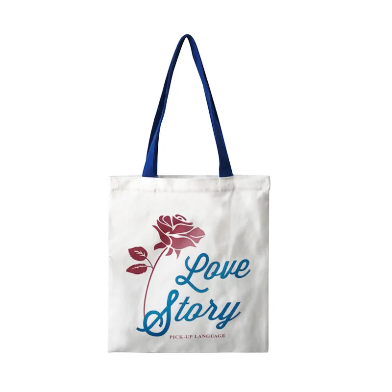 
Simple natural cotton road bag cloth shopping bag with printed logo 