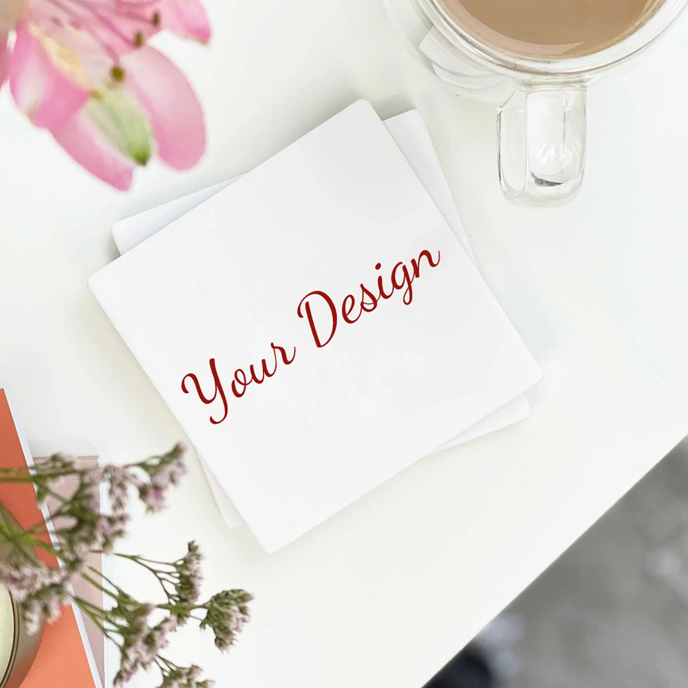 Diy Custom Wholesale Water Absorbent Slate Stone Tea Cup Coasters Set Sublimation Blanks Coffee Drink Table Ceramic Coasters mat