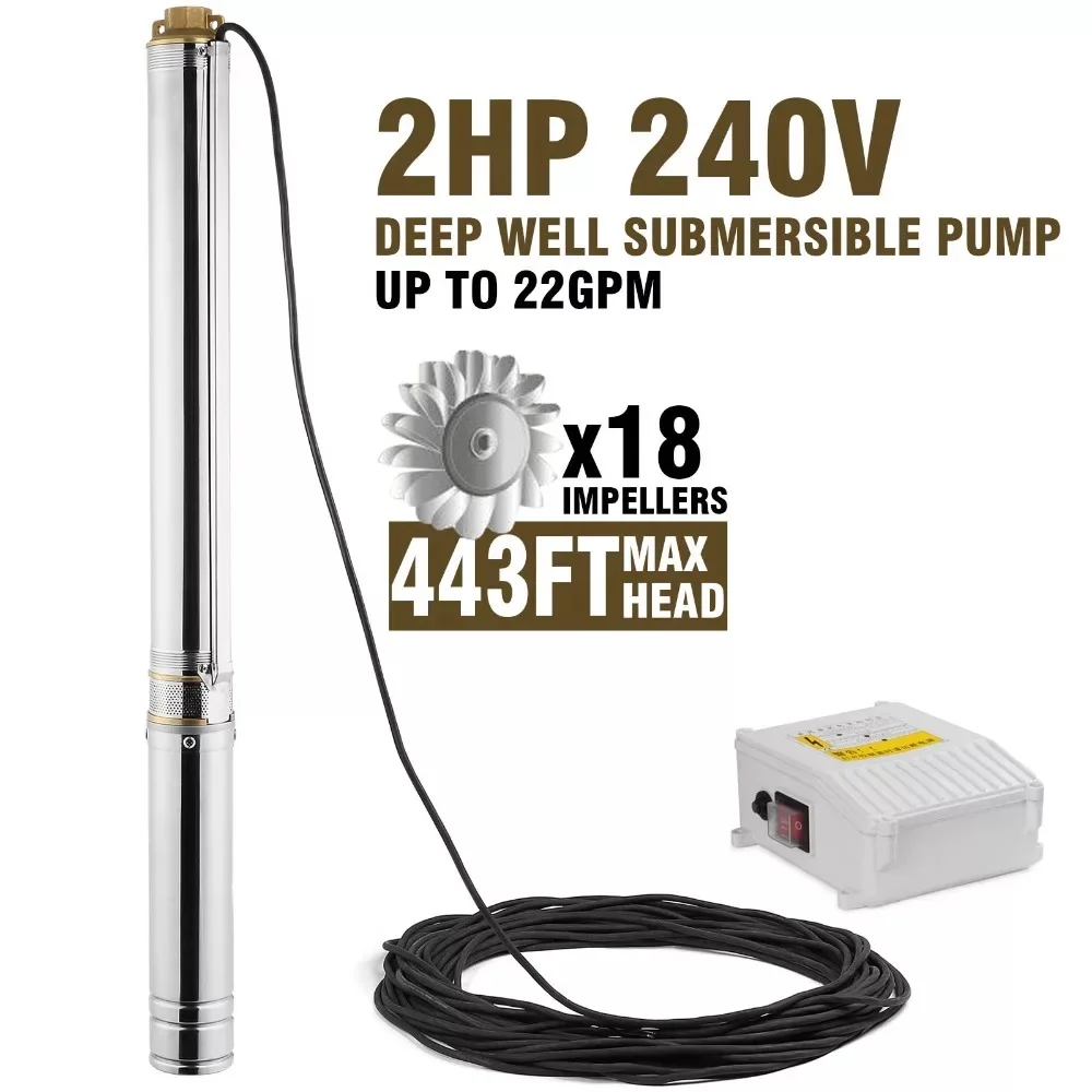 4 Inch diameter High Pressure Head 128 Meter Electric Deep Well water Submersible Pump