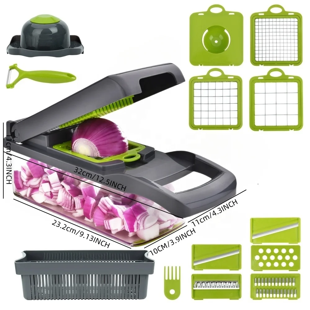 Multifunctional carrot potato onion vegetable slicer manual 12/14/16 in 1 vegetable cutter mandolin slicer vegetable chopper