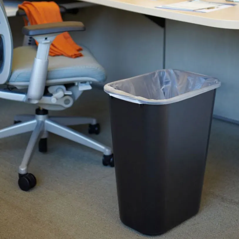 Commercial Hotel Janitorial Cleaning Supplies Open Top Black 28/ 41QT Garbage Bin Dustbin Wastebasket Trash Container