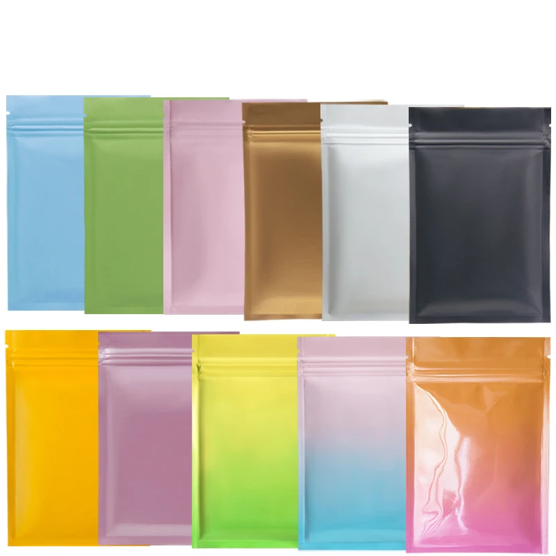 Custom logo wholesale colorful Small Aluminum Foil food packing bags with zip lock