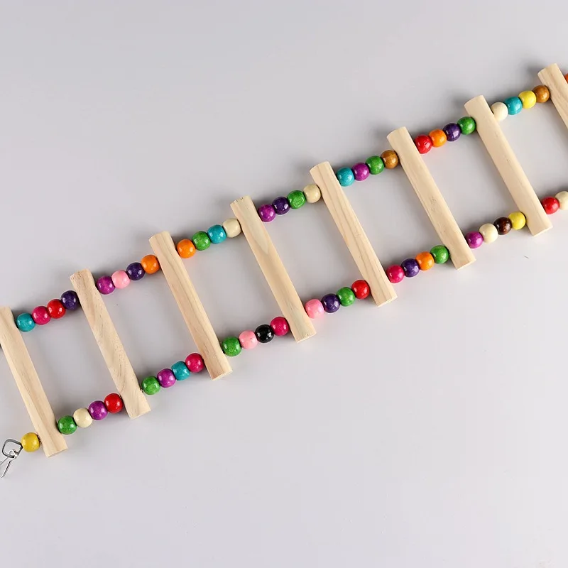 Colorful Bird Ladder Toys For Parrot Pet Swings Chew Hanging Bridge Wooden Rainbow Cage Training Accessories