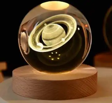 New Product With Customer Logo Art Crystal Ball 3d Night Luminous Silver Light LED 3d Art Crystal Ball Night Football Lamp