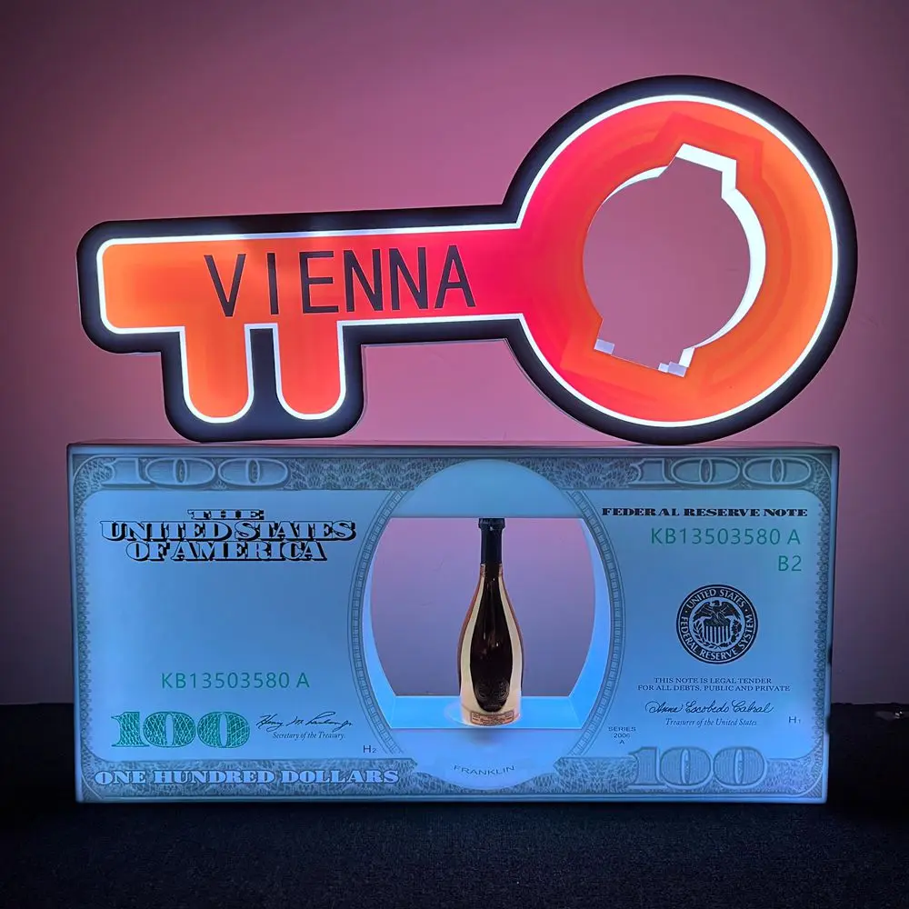 Bar Lounge Rechargeable VIP Display Stand Rack US 100 Dollar Bill Champagne Glorifier Display VIP Benjamin Bottle Presenter