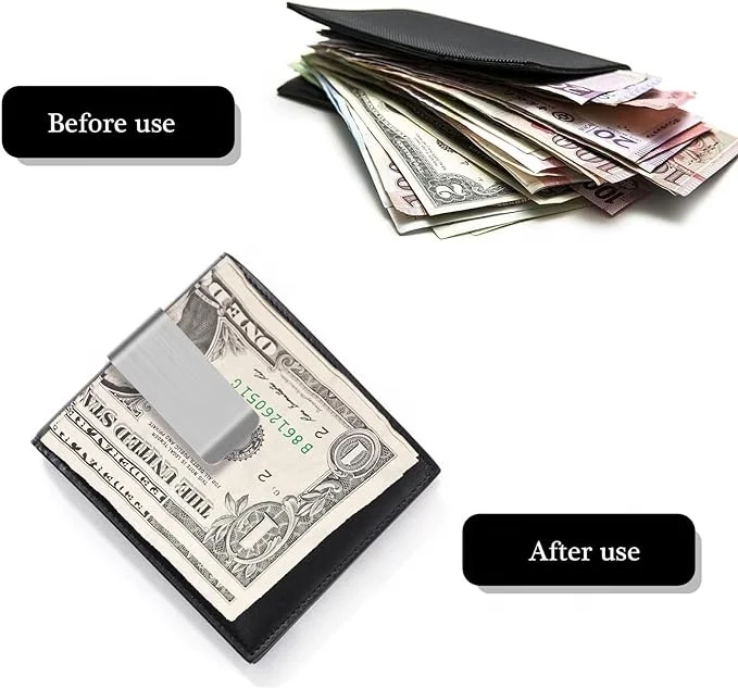 Metal Stainless Steel Money Clips Folder Print Silver Cash Clamp Holder Wallet Slim Card ID Money Clips Men Women
